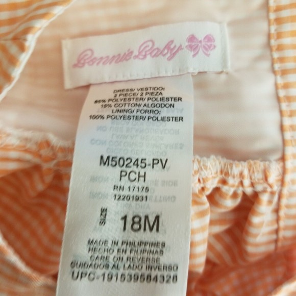 Bonnie Baby Girl's Dress Check Design Embroidered Accent Eyelet Hemline 18 Month - Picture 5 of 6